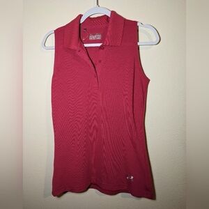 Under Armour collared sleeveless semi fitted heat gear top